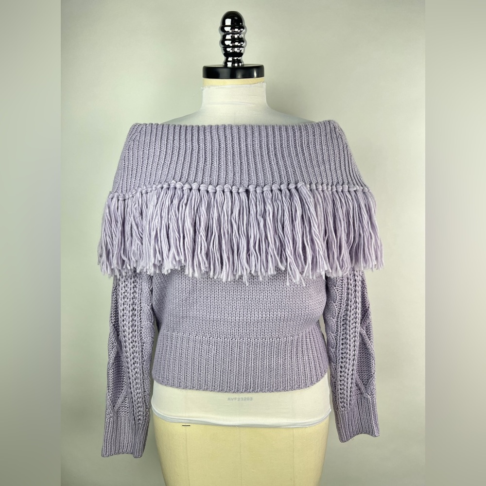 💚 2934. Lavender Fringe Shoulder Sweatshirt